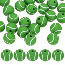 35PCS Sports Tennis Beads 12mm Silicone for DIY Crafts/Bracelet Green 