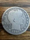 1897 s barber quarter Key Date Vg Details Nice Coin