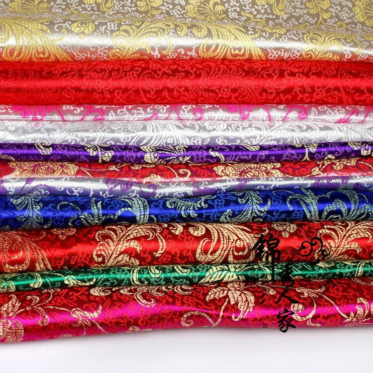 Tela de seda sintética floral satinado brocado chino para disfraz de vestido costura Cheongsam Foto 3 de 4