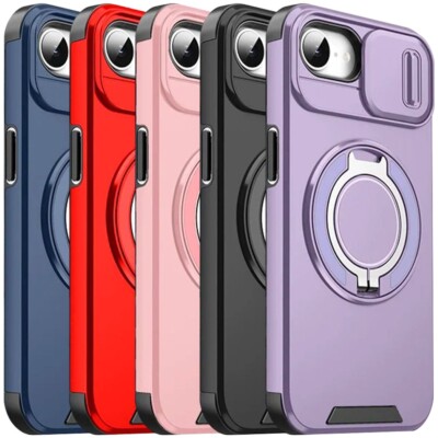 For iPhone 17e Phone Hybrid Case Rotating Stand and Privacy Camera Cover