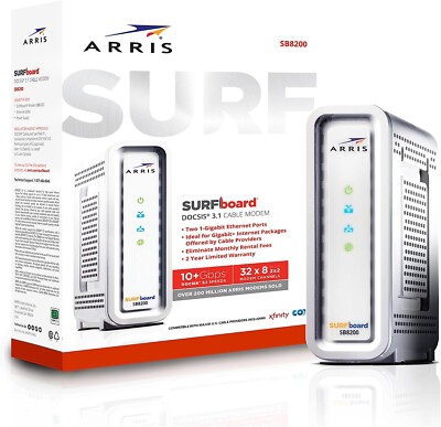 ARRIS SURFboard DOCSIS 3.1 Cable Modem, Model SB8200 (White) (Xfinity) Internet
