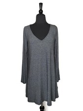 Express Gray Stretch Long Sleeve V-Neck Pullover A-Line Dress Size M
