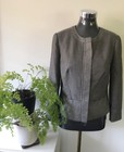 <!--F#f_0-->Elegance with class Jigsaw collarless black/white herringbone short jacket<!--F/-->