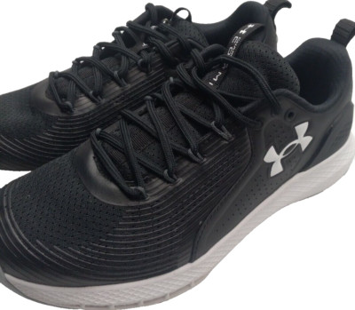 Under Armour UA Charged Commit TR 3 Shoes Black White Mens Sz 9 4E WIDE Running