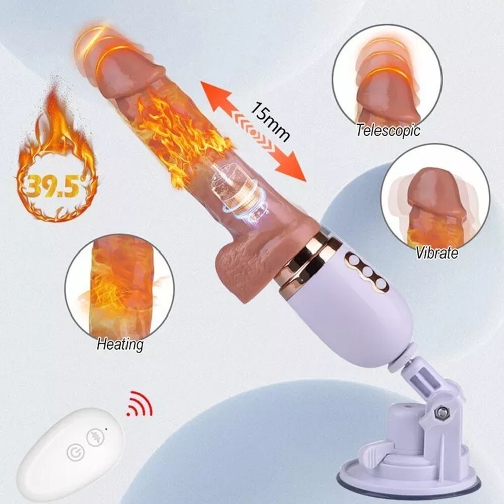 Heating Thrusting Dildo Vibrator Remote HandsFree Gun Machine Sex Toy for  Woman | eBay