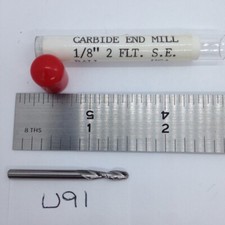 1 NEW USA 1/8" DIAMETER CARBIDE ENDMILL. 2 FL BALL. 1-1/2" OAL. 1/2" LOC U91 