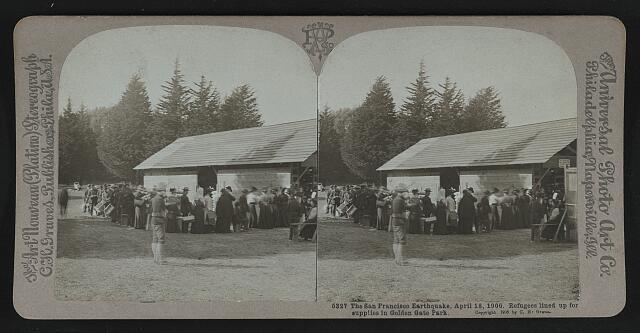 The San Francisco earthquake April 18 1906 Refugees lined up for su- Old Photo