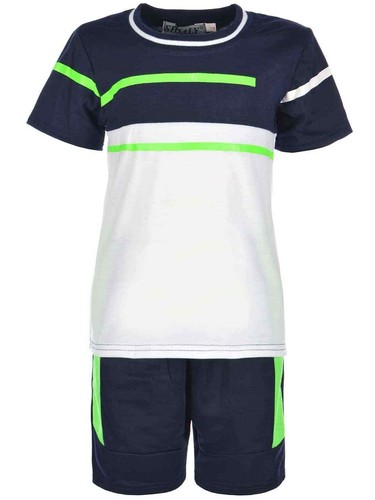 Shorts Fabric Boys Summer Set T Shirt Top Capri 2 pcs. Boy - Picture 2 of 13