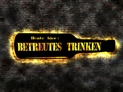 80 cm Betreutes Trinken  no Stammtisch Emaille Schild Straßenschild Blechschild 