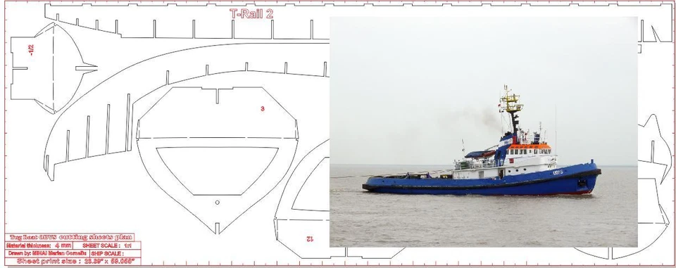 DIGITAL PLANS ONLY Model Tug Boat Plan 6 sheets 57" 1:25 Tugboat ON EMAIL - Image 3 of 4
