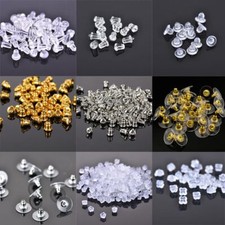 Earring Back Stoppers -Soft Silicone Rubber Earnuts Butterfly Flat Ear Plugs DIY