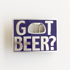 Vintage Blue Enamel Got Beer Bottle Opener Rectangle Belt Buckle