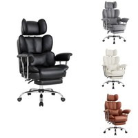 Big& Tall PU Leather Office Chair with Footrest, High Back, Lumbar Support