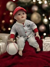 Vintage Yolanda Bello Signed Michael Baseball Baby Boy Porcelain Doll 11