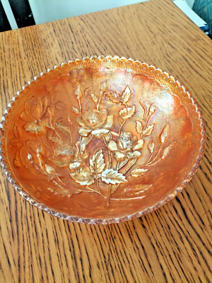 Carnival Glas Fenton Ringelblume große Obstschale Rosendesign