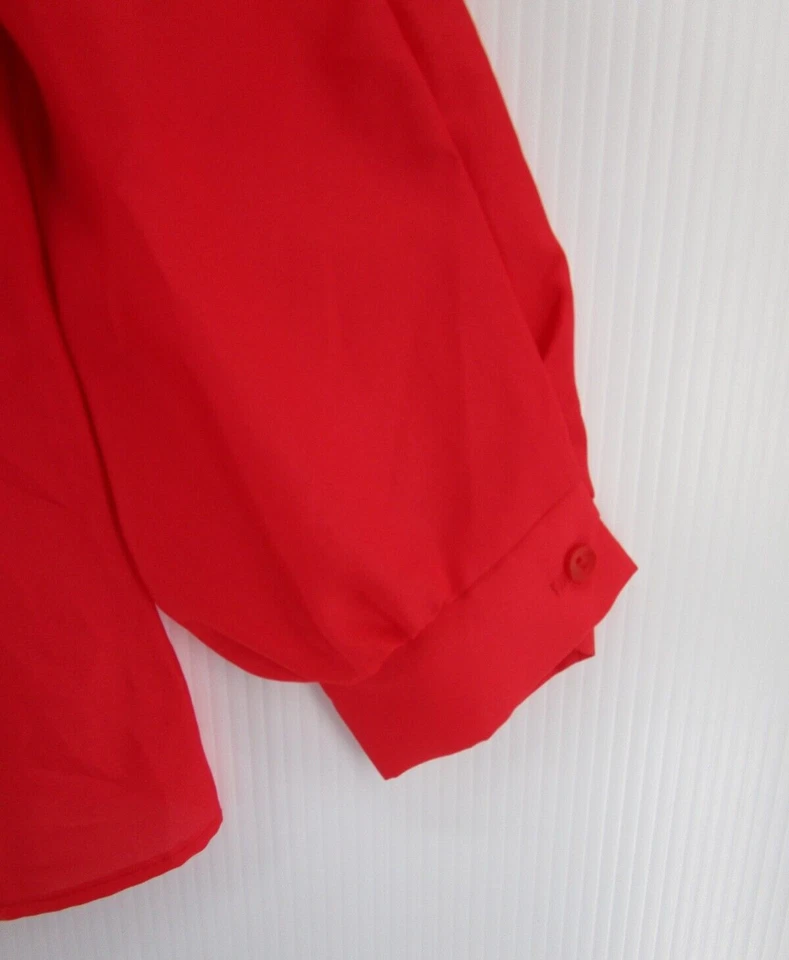 ВИНТАЖНЫЙ Joanna Топ женщин 10 красный пуговицах блузка кружевной воротник цветной США 90-х - Изображение 3 из 4