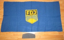 DDR Flagge Fahne FDJ Freie Deutsche Jugend Baumwolle + DRK Mütze (126046)
