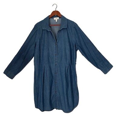 derek heart denim dress Derek Heart Plus Dress Women 2X Blue Medium Wash Denim Chambray Cotton  Comfy