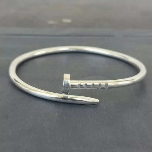 Solid 925 Sterling Silver Bangle Handmade Men's And Women's Bangles - Picture 4 of 5