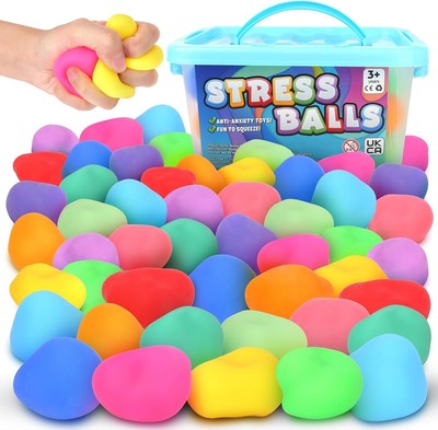 Mini 50-Pack Sensory Stress Balls - Soft, Elastic Fidget Toys for Everyone