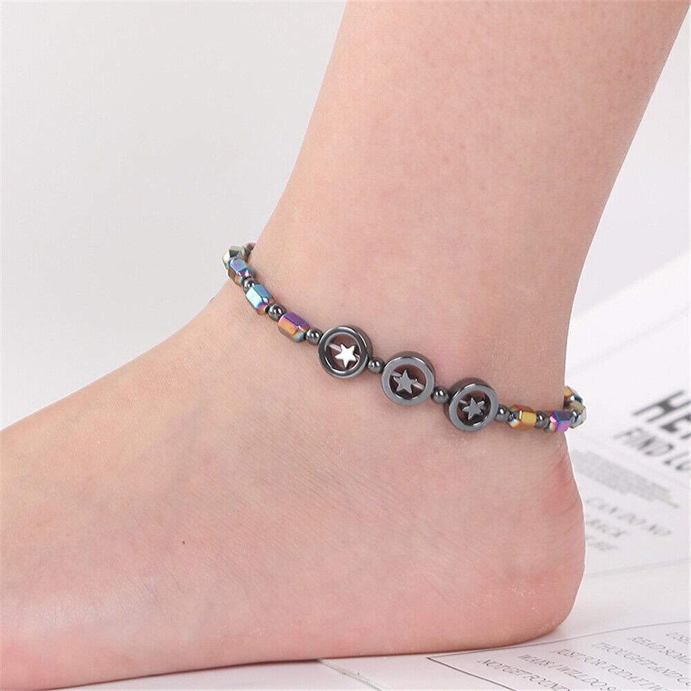 Buy All Black Magnetic Ankle Bracelet, Magnetic Therapy Ankle Bracelet With  High Power Hematite Magnet Beads. Online in India - Etsy