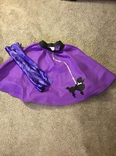 USED Charades Purple Poodle Skirt W/ MTching Scarf Silk Sz Child XL