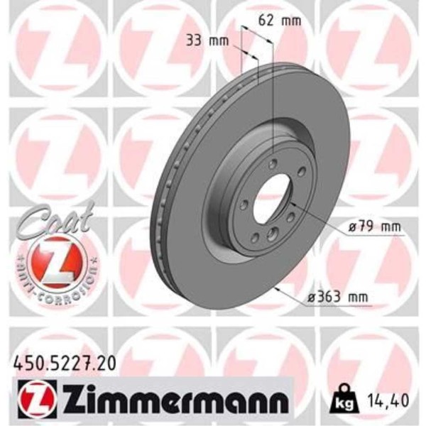 Zimmermann 2X Bremsscheibe Vorne Ø363 InnenbelüFtet FüR Land Rover Range Lw 3.0-image