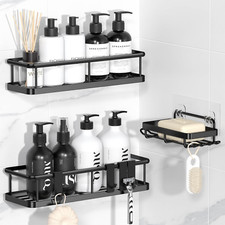 Shower Caddy Adhesive, No Drill Bathroom Shower Organizers, with Removable Hooks