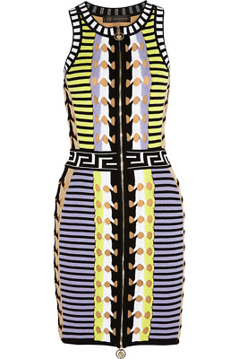 VERSACE Collection Women's Crochet Stretch Knit Mini Dress IT 44 Multi-color