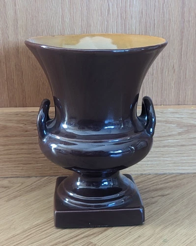 Vintage Red Wing USA Rare Brown Vase Urn Handled Pottery 871 Trophy Shape