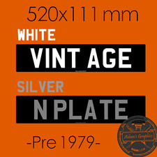Stick On Number Plate Numberplate Classic sticker Vintage Black Silver pre 1979