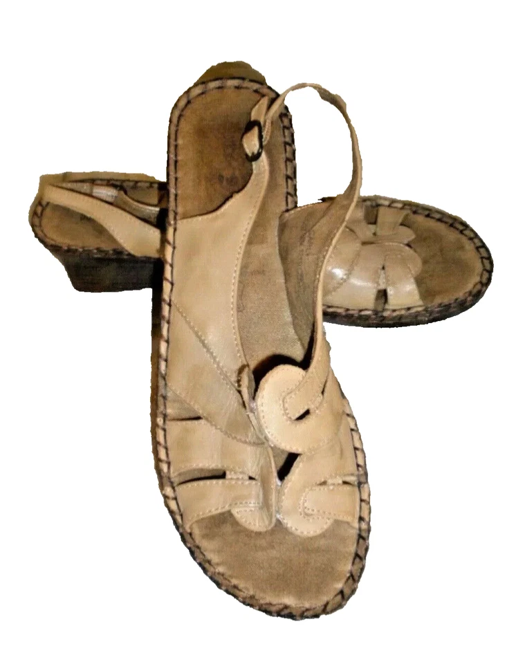 ZUECOS CABEZA DE PATO MARRÓN TOSTADO CUERO CUÑA SANDALIAS CONFORT MULAS PUNTERA ABIERTA 8M Foto 3 de 4