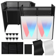 Portable DJ Facade Booth 42" Lx46" Hx21" W DJ Table Stand Booth DJ Table Station