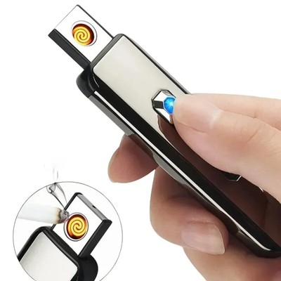 Windproof USB Charging Tungsten Coil Lighter Ultrathin Portable Flame Lighter