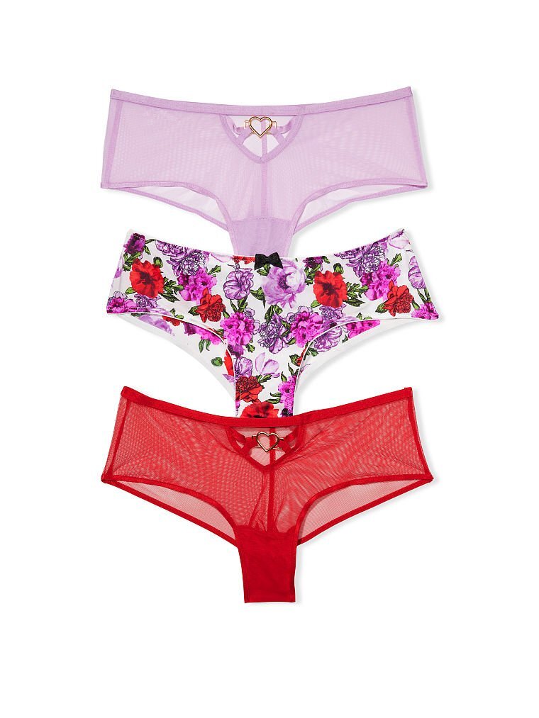 3 PAIRS VICTORIAS SECRET VERY SEXY HEART CHEEKY PANTY GIFT SET XS