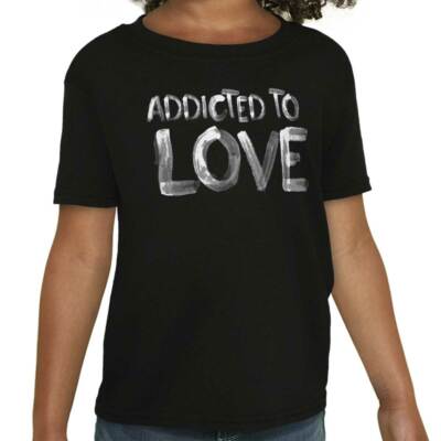 Valentine's Day Addicted To Love Watercolor Girls Youth Crewneck T Shirts Tees
