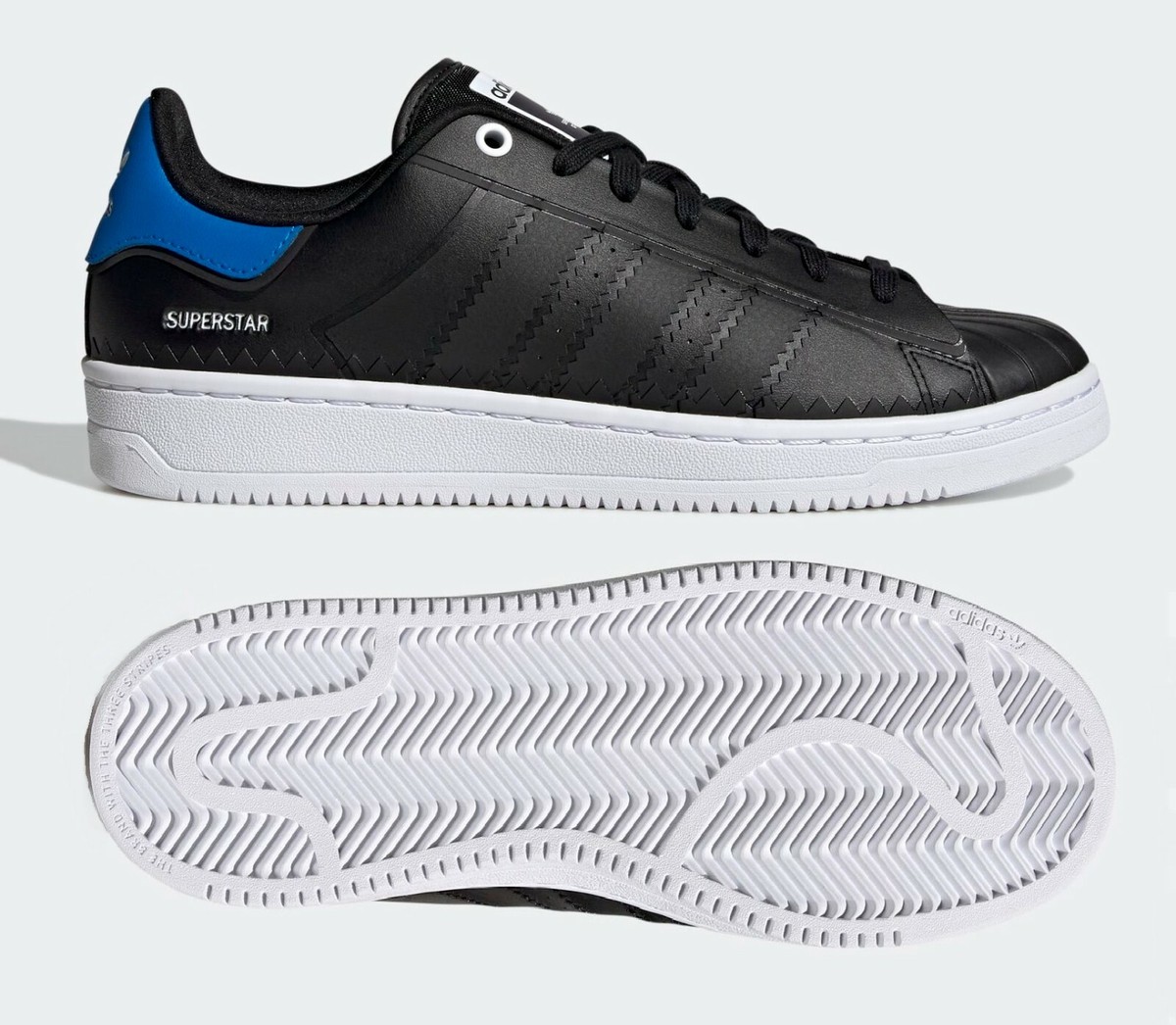 NEW Adidas Originals Superstar OT Tech Shoes, Black/White/Blue