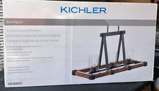 Kichler Barrington 3-Light Distressed Black and Wood Tone Linear Pendant Light