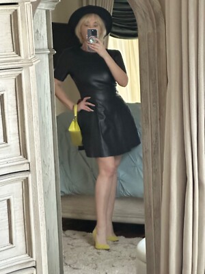 Faux leather fit and flare dress | eBay