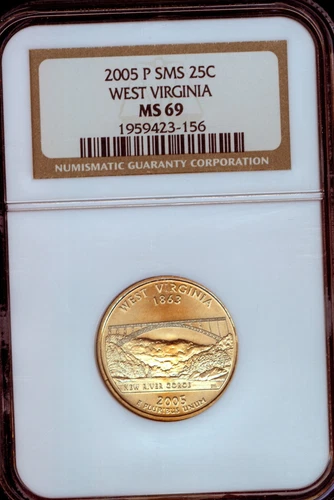 2005-P SMS WEST VIRGINIA State Territorial Quarter MS69 by NGC