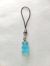 Blue Gummy Bear Phone Charm Dangle Lanyard Hang Pendant Chain Car Decor Handmade