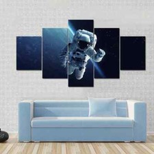 Astronaut In Space 5 Piece Panel Canvas Wall Art Print Photo Decor