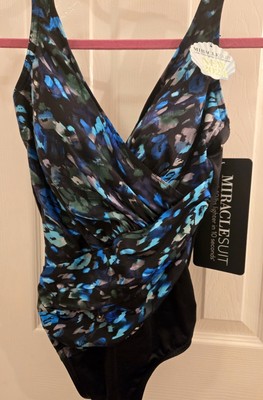 MiracleSuit Swimsuit One Piece Oceanus Draped Soft Cup Bra Size 8 NWT