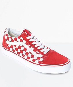 vans primary check old skool red