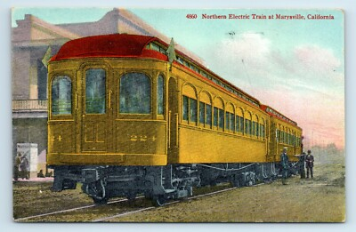 #ad #ad Postcard Northern Electric Train at Marysville CA C372 $8.44