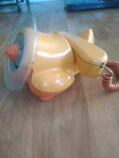 Alexander Graham Plane Northern Telecom Orange Rotary Dial Phone 1970s Working!