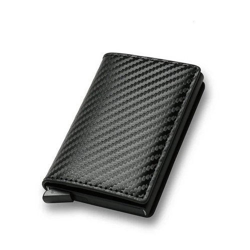 Portafoglio Porta Carte Credito Slim Rfid Mini Uomo Fibra Carbonio Scomparti - Foto 12 di 31