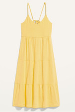 NEW Old Navy Yellow Tiered Dress Midi Cami Swing Dress Medium Petite