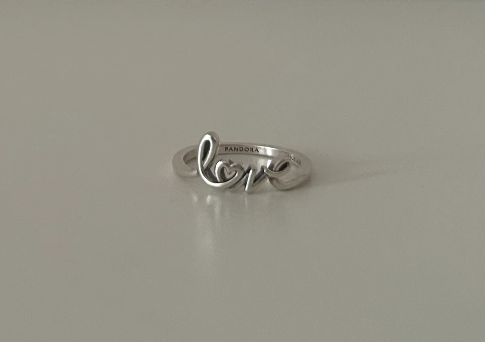 Pandora Handgeschrieben Love Ring Sterling Silber (Größe 54)
