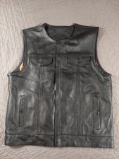 Milwaukee Leather Herren-Lederweste „Gaucho“ – Extra Langer Rücken, Schwarz